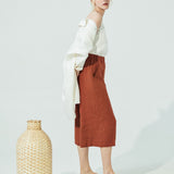WELS midi linen wide leg pants