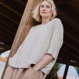 OLD LONDON round neck oversized linen top - notPERFECTLINEN