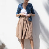 1950s CITY flat front linen skirt