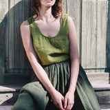 1950s CITY flat front linen skirt