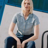 DINAN notch collar linen shirt