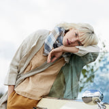 Linen Scarf - Checkered (composition of Blue-Camel-Beige-Grey)