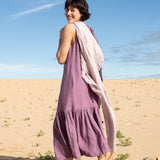 Linen Scarf in Caffe Mocha/Purple