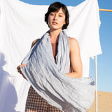 Linen Scarf in Greenish Mustard