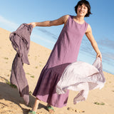 Linen Scarf in Caffe Mocha/Purple