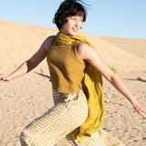 Linen Scarf in Greenish Mustard