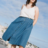 MARSEILLE linen front snap skirt