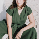 Midi TORINO wrap linen jumpsuit