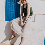 SION gathered linen skirt
