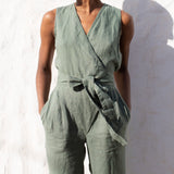 Sleeveless MARGARET wrap linen jumpsuit