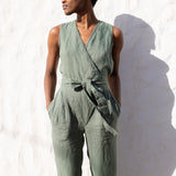 Sleeveless MARGARET wrap linen jumpsuit