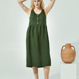 VALLEY front brass snaps linen dress (SS24)