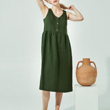 VALLEY front brass snaps linen dress (SS24)