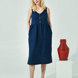 VALLEY front brass snaps linen dress (SS24)