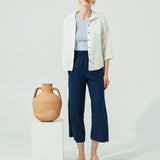 PUGLIA straight cut cropped linen pants (SS24)