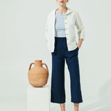 PUGLIA straight cut cropped linen pants (SS24)