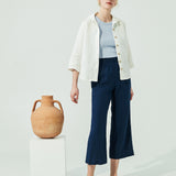 PUGLIA straight cut cropped linen pants (SS24)
