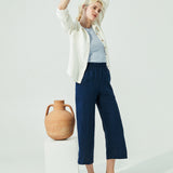 PUGLIA straight cut cropped linen pants (SS24)