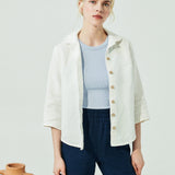 PUGLIA straight cut cropped linen pants (SS24)