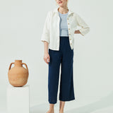 PUGLIA straight cut cropped linen pants (SS24)