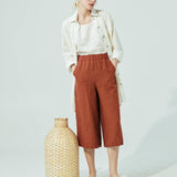 WELS midi linen wide leg pants (SS24)