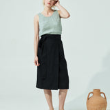 MARFA faux-wrap linen skirt