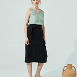 MARFA faux-wrap linen skirt (SS24)