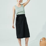 MARFA faux-wrap linen skirt (SS24)