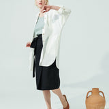 MARFA faux-wrap linen skirt