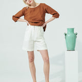 MORCOTE high-waisted linen SHORTS