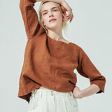 MORCOTE high-waisted linen SHORTS