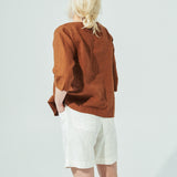 MORCOTE high-waisted linen SHORTS