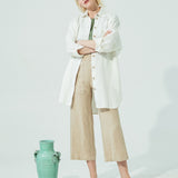 PUGLIA straight cut cropped linen pants (SS24)
