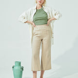 PUGLIA straight cut cropped linen pants (SS24)