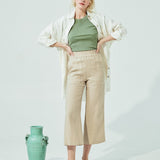 PUGLIA straight cut cropped linen pants (SS24)