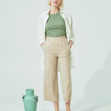 PUGLIA straight cut cropped linen pants (SS24)