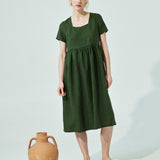 Maxi ODESA gathered linen dress (SS24)