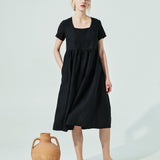 Maxi ODESA gathered linen dress (SS24)