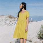 Midi ODESA gathered linen dress - notPERFECTLINEN