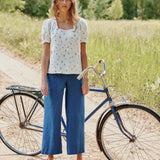 CHANIA puff sleeve linen top
