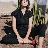 MARGARET wrap linen jumpsuit