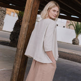 OLD LONDON round neck oversized linen top - notPERFECTLINEN