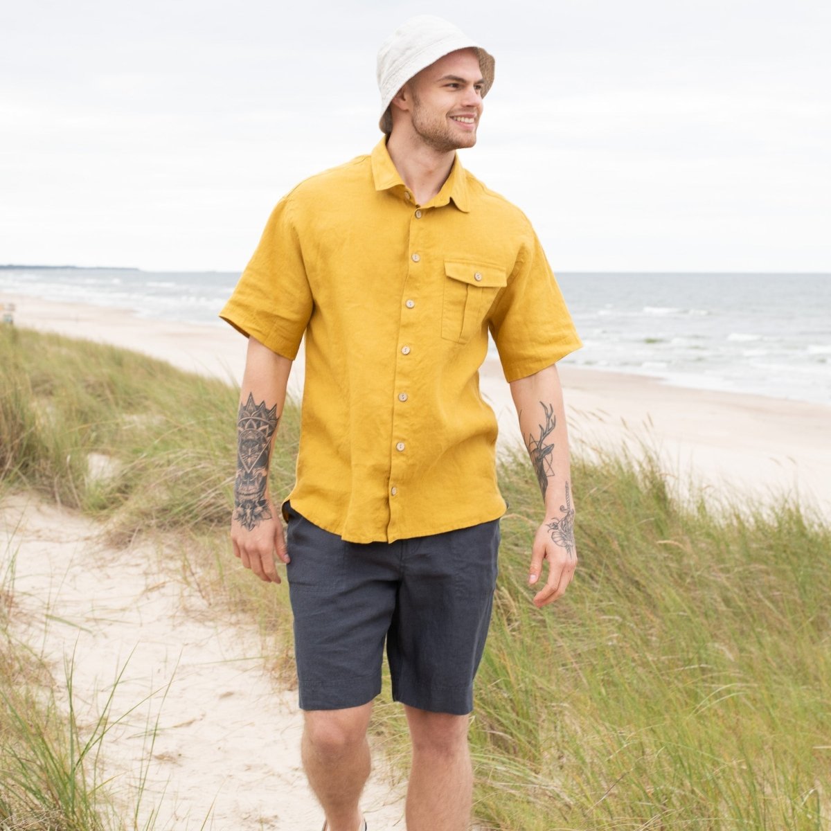 Men’s short sleeve linen shirt QUEBEC - notPERFECTLINEN