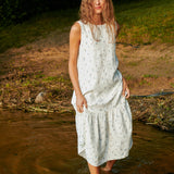 PATNA drop ruffle linen dress