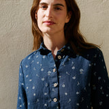 R: JASMINE classic collar linen dress (Size: M/L; Color: Heavy Beige)