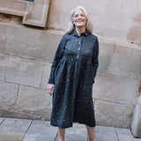 JASMINE Classic Collar Linen Dress with Snaps