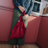 Book Lover's Linen Tote Bag / Gift Bag (in Red Wine)