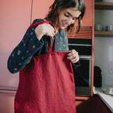 Book Lover's Linen Tote Bag / Gift Bag (in Red Wine)