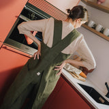 Full Cross Back Pinafore Linen Apron