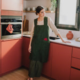 Full Cross Back Pinafore Linen Apron